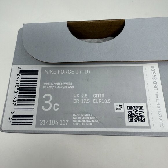 NIB Nike Kids Baby AF1 White 3c - Picture 7 of 7